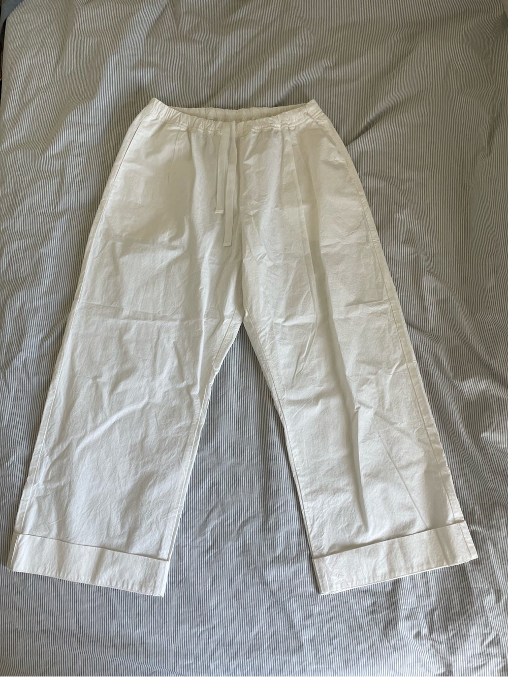 Gauze# white wide leg pants